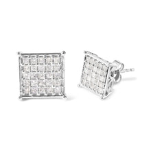 Load image into Gallery viewer, 10K White Gold 3/4 Cttw Princess Diamond Composite Stud Earrings (I-J Color, I1-I2 Clarity)