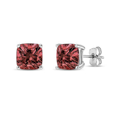 Load image into Gallery viewer, 14K White Gold 1 1/2 Cttw Lab Grown Pink Cushion 4-Prong Set Classic Diamond Solitaire Stud Earrings (Pink Color, VS1-VS2 Clarity)