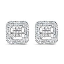 Load image into Gallery viewer, 10K White Gold 1.00 Cttw Diamond Composite and Halo Stud Earrings (I-J Color, I1-I2 Clarity)