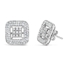 Load image into Gallery viewer, 10K White Gold 1.00 Cttw Diamond Composite and Halo Stud Earrings (I-J Color, I1-I2 Clarity)