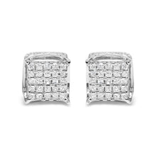 将图片加载到图库查看器,10K White Gold 1/2 Cttw Princess Cut Diamond Square Shaped Multi Stone Stud Earrings (H-I Color, SI1-SI2 Clarity)