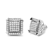 Load image into Gallery viewer, 10K White Gold 1.0 Cttw Diamond Composite with Halo Stud Earrings (H-I Color, I1-I2 Clarity)