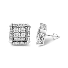 Load image into Gallery viewer, 10K White Gold 1.0 Cttw Diamond Composite with Halo Stud Earrings (H-I Color, I1-I2 Clarity)