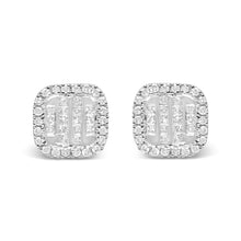 Load image into Gallery viewer, 10K White Gold Invisible Set 1/2 Cttw Diamond Composite and Halo Stud Earrings (H-I Color, I1-I2 Clarity)