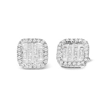 Load image into Gallery viewer, 10K White Gold Invisible Set 1/2 Cttw Diamond Composite and Halo Stud Earrings (H-I Color, I1-I2 Clarity)