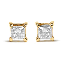 Load image into Gallery viewer, 10K Yellow Gold 5/8 Cttw Princess Cut Diamond 4-Prong Solitaire Stud Earrings (J-K Color, I2-I3 Clarity)