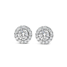 Load image into Gallery viewer, 14K White Gold 3.0 Cttw Lab-Grown Diamond Hidden Halo Stud Earrings