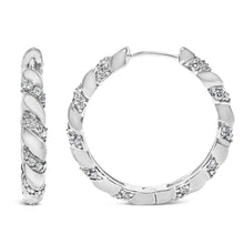 Load image into Gallery viewer, 14K White Gold 1 1/5 Cttw Lab Grown Diamond Swirl Design 1" Inch Hoop Earrings (F-G Color, VS1-VS2 Clarity)