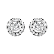 Load image into Gallery viewer, 14K White Gold 3/4 Cttw Lab-Grown Diamond Floating Halo Stud Earring (F-G Color, VS1-VS2 Clarity)