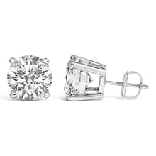 Load image into Gallery viewer, 14K White Gold 4.0 Cttw Round Lab Grown Diamond Solitaire Stud Earrings with Screw Backs