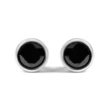将图片加载到图库查看器,.925 Sterling Silver 4.00 Cttw Round Brilliant-Cut Black Diamond Bezel-Set Stud Earrings with Screw Backs (Fancy Color-Enhanced, I2-I3 Clarity)