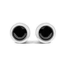 将图片加载到图库查看器,.925 Sterling Silver 4.00 Cttw Round Brilliant-Cut Black Diamond Bezel-Set Stud Earrings with Screw Backs (Fancy Color-Enhanced, I2-I3 Clarity)