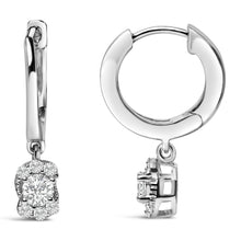 Load image into Gallery viewer, Sterling Silver 1/2 Cttw Lab Grown Diamond Floral Cluster Drop Earrings