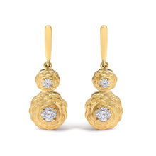 Load image into Gallery viewer, 14K Yellow Gold Plated Sterling Silver 1/2 Cttw Lab Grown Diamond Matte Finish Drop Earrings