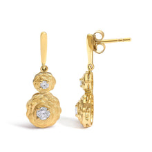 Load image into Gallery viewer, 14K Yellow Gold Plated Sterling Silver 1/2 Cttw Lab Grown Diamond Matte Finish Drop Earrings