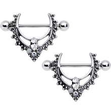 将图片加载到图库查看器,14G 9/16 Clear Gem Ornate Deco Nipple Shield Set