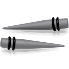 Load image into Gallery viewer, Grey Matte Acrylic Straight Taper Set 2G to 00G