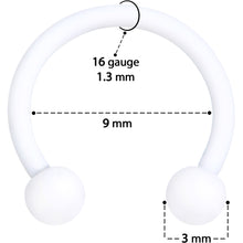 将图片加载到图库查看器,16G 3/8 White Matte Horseshoe Circular Barbell