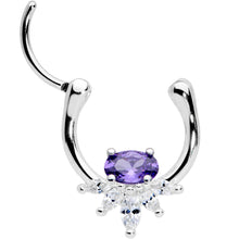 Load image into Gallery viewer, 18G 3/8 Purple Clear Gem Spray Cartilage Clicker