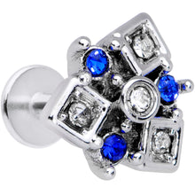 Load image into Gallery viewer, 16G 1/4 Blue Gem Geometry Squares Circles Labret Monroe Tragus