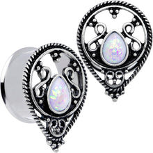 将图片加载到图库查看器,White Faux Opal Filigree Double Flare Plug Set