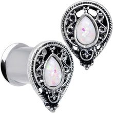 将图片加载到图库查看器,White Faux Opal Filigree Double Flare Plug Set