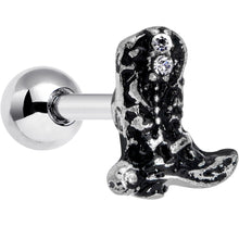 Load image into Gallery viewer, 16G 1/4 Clear Gem Cowboy Boot Cartilage Tragus Earring