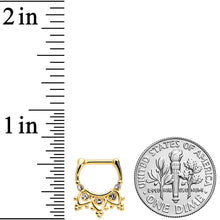 Load image into Gallery viewer, 16G 3/8 Clear Gem Gold Tone Lacy Drama Cartilage Clicker