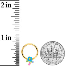 Load image into Gallery viewer, 16G 3/8 Yellow Gem Gold Tone Neon Flower Hinged Segment Ring