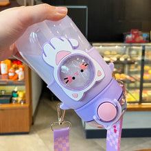 将图片加载到图库查看器,700ml Kids Water Bottle for School Boys Girl Cup With Straw BPA Free Cute Cartoon Leakproof Mug Portable Travel Drinking Water Bottle with Strap and Stickers Portable Leakproof BPA-Free Drinking Bottle for Girls School Outdoor Sports Travel