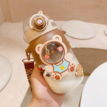 将图片加载到图库查看器,700ml Kids Water Bottle for School Boys Girl Cup With Straw BPA Free Cute Cartoon Leakproof Mug Portable Travel Drinking Water Bottle with Strap and Stickers Portable Leakproof BPA-Free Drinking Bottle for Girls School Outdoor Sports Travel