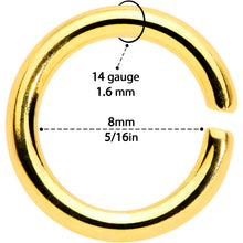Load image into Gallery viewer, 14G 5/16 Gold Tone Anodized Seamless Cartilage Ring Set of 12