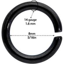 将图片加载到图库查看器,14G 5/16 Black Anodized Seamless Cartilage Ring Set of 12