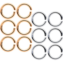 Load image into Gallery viewer, 14G 5/16 Steel Rose Gold Tone Seamless Cartilage Ring Set of 12