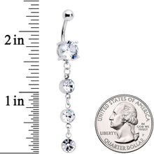 Load image into Gallery viewer, Clear CZ Gem Grade 23 Titanium Tiered Dangle Belly Ring