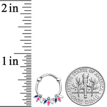 Load image into Gallery viewer, 16G 3/8 Clear Gem White Pink Blue Leaves Septum Clicker