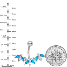 Load image into Gallery viewer, Clear Aqua Gem Comely Clusters Belly Ring