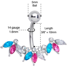 将图片加载到图库查看器,Pink Clear Aqua Gem Comely Clusters Belly Ring