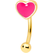 将图片加载到图库查看器,16G 5/16 Gold Tone Pink Heart Valentines Day Curved Eyebrow Ring