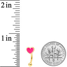 将图片加载到图库查看器,16G 5/16 Gold Tone Pink Heart Valentines Day Curved Eyebrow Ring