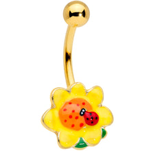 将图片加载到图库查看器,Gold Tone Sunny Flower Ladybug Belly Ring