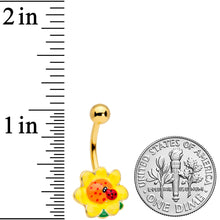将图片加载到图库查看器,Gold Tone Sunny Flower Ladybug Belly Ring