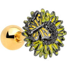 Load image into Gallery viewer, 16G 1/4 Gold Tone Sunflower Butterfly Cartilage Earring