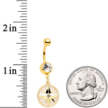 将图片加载到图库查看器,Clear Gem Gold Tone Sailors Compass Dangle Belly Ring
