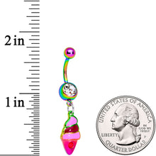 将图片加载到图库查看器,Clear Gem Rainbow Ice Cream Cone Dangle Belly Ring