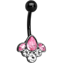 Load image into Gallery viewer, Clear Pink Gem Black Anodized Classic Cluster Belly Ring
