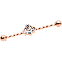 将图片加载到图库查看器,14G Clear Gem Rose Gold Hue Anodized Cluster Industrial Barbell 38mm