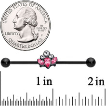 Load image into Gallery viewer, 14G Clear Pink Gem Black Anodized Classic Cluster Industrial Barbell 38mm