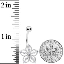 Load image into Gallery viewer, Clear CZ Gem Airy Flower Belly Ring