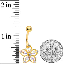 Load image into Gallery viewer, Aurora CZ Gem Gold Tone Airy Flower Belly Ring